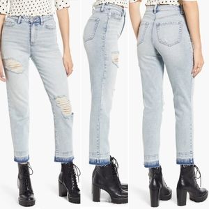 BP x Claudia Sulewski High Waist Ripped Mom Jean Light Wash Size 27